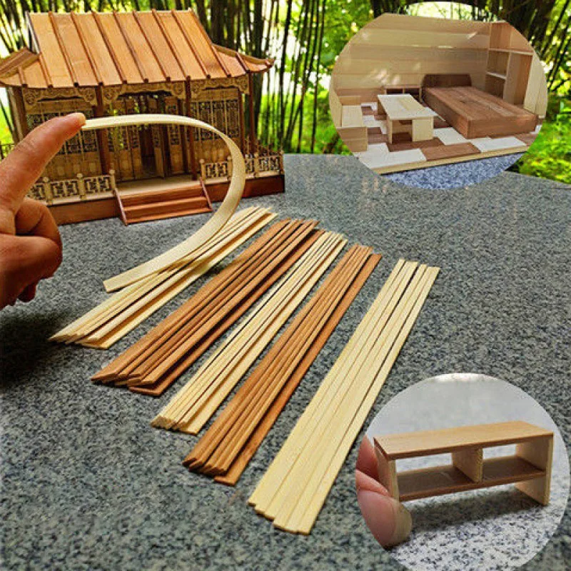 20шт Двойной контрастный деревянный брус DIY Материал модели здания Деревянная палка Материалы модели здания ручной работы Квадратное дерево Изображение 0